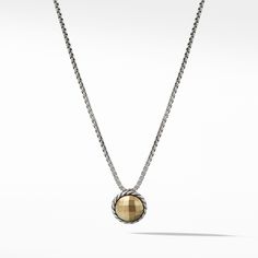 The Chatelaine(R) Collection is a perfect fusion of David and Sybil Yurman's combined art-the marriage of a sculptor and a painter-form and color. Sterling silver 18-karat bonded yellow gold dome Pendant, 8mm diameter Box chain, 1.25mm Adjustable length, 16-17" Lobster clasp Style Number: N11982 S8AGG17 Designer Gold Hallmarked Necklace, Designer Cabochon Jewelry As Gift, Designer Cabochon Jewelry For Gifts, Designer Cabochon Jewelry As A Gift, Designer Cabochon Jewelry Gift, Designer Yellow Gold Necklace With Polished Finish, Designer Yellow Gold Polished Necklace, Designer Yellow Gold Necklaces With Polished Finish, Designer Gold Necklace With Polished Finish