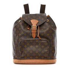 This is an authentic LOUIS VUITTON Monogram Montsouris GM Backpack. This backpack is crafted of classic Louis Vuitton monogram coated canvas. The bag features vachetta leather accents, a leather belt closure, and a front zipper pocket. The top opens to a cocoa brown fabric interior with a patch pocket. Luxury Coated Canvas Backpack With Leather Handles, Luxury Backpack With Leather Handles And Coated Canvas, Designer Coated Canvas Backpack With Leather Handles, Luxury Backpack With Leather Handles, Travel Backpack With Monogram Canvas, Luxury Coated Canvas Backpack, Brown Monogram Canvas Backpack, Classic Travel Backpack In Monogram Canvas, Vintage Travel Bag In Signature Coated Canvas