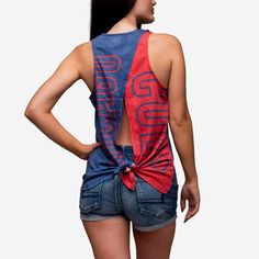 Chicago Cubs Womens Tie-Breaker Sleeveless Top FOCO Sleeveless Muscle Tee For Summer Sports, Summer Sleeveless Tank Top For Workout, Sleeveless Summer Workout Top, Summer Racerback Muscle Tee With Moisture-wicking, Summer Moisture-wicking Racerback Muscle Tee, Stretch Racerback Tank Top For Sports Events, Summer Blue Activewear For Sports Events, Athleisure Tank Top For Sports Events, Team Spirit Red Sleeveless Tops