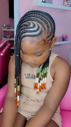 Kids Cornrow Hairstyles, Toddler Braided Hairstyles, Black Kids Braids Hairstyles, Lil Girl Hairstyles, Kid Braid Styles, Toddler Hairstyles Girl, Natural Hairstyles For Kids, Girls Natural Hairstyles, Pelo Afro