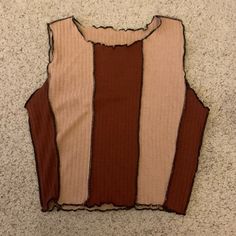 New Never Worn Top From Shein Size Xs. Summer Color Block Brown Tops, Summer Brown Color Block Tops, Trendy Brown Color Block Tops, Trendy Brown Tank Top For Spring, Black Long Sleeve Shirt, Long Crop Top, Long Sleeve Knit Tops, Shein Tops, Crop Blouse