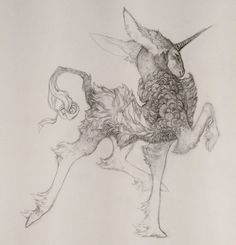 a drawing of an animal with horns on it's back