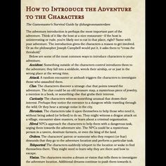 an old book with the title how to introduce the adventure to the characters in it