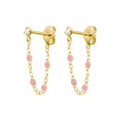 Gigi Clozeau - Gigi Supreme Diamond earrings, Blush, Yellow Gold Single Pink 14k Gold Earring, Pink Gold-plated Pierced Earrings, Pink Gold Plated Pierced Earrings, Luxury 14k Pink Gold Earrings, Pink Gold 14k Fine Jewelry Earrings, Fine Jewelry 14k Pink Gold Earrings, 14k Pink Gold Fine Jewelry Earrings, Elegant 14k Gold Pink Hoop Earrings, Elegant Pink 14k Gold Hoop Earrings