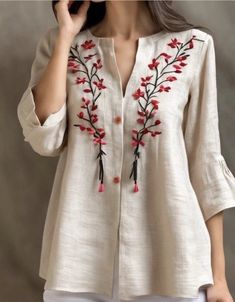 Cotton Tops Designs, Linen Style Fashion, Cotton Kurti Designs, Garden Design Ideas, Kurti Designs Party Wear, Designer Dresses Casual