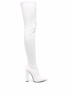 Shop Le Silla Megan thigh-high boots with Express Delivery - FARFETCH White High Boots, White High Heel Boots, White Thigh High Boots, White Heel Boots, White Knee High Boots, White Thigh Highs, Bota Over, Thigh High Heels, Dr Shoes