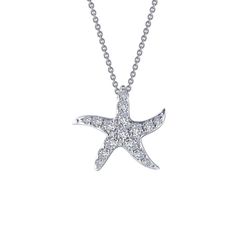 Whimsical Starfish Necklace White Gold Sterling Silver Starfish Jewelry, Elegant Sterling Silver Jewelry With Starfish Charm, Elegant Jewelry With Starfish Charm, Elegant Star-shaped Jewelry With Starfish Charm, Elegant Silver Starfish Necklace, Elegant Silver Starfish Jewelry, Elegant Starfish Charm Pendant Jewelry, Elegant Pendant With Starfish Charm, Elegant Starfish Charm Star Necklace