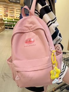 Bird in Bag - Solid Color Backpack School Bag with Pendant, Adjustable Shoulder Daypack for Women, Waterproof Lightweight College Student Outdoor Bookbag Cute School Bags, Colorful Backpacks, Backpack School, Classic Backpack, College Student, Kids Backpacks, School Bag, Bird In Bag, School Backpacks