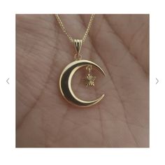 Real Gold! Solid 18k Gold Crescent Star Necklace Adjustable Not Plated Not Gold Filled 75% Pure Gold Super Affordable Than In Stores! It's 18k Not 14k Or 10k Stamped Au750 Pendant Size Is Approx. 15mm X 15mm Weight: Aprox 2-2.5g Chain: Boxed Chain Adjustable Up To 18in See Other Details In Pics. No Returns! Moneyback Guarantee If Proven Not. Gold Celestial Necklace With Polished Finish, Celestial Style Necklace With Polished Finish As Gift, Celestial Style White Gold Necklace With Polished Finish, Celestial Yellow Gold Plated Necklaces, Celestial Style Yellow Gold-plated Necklaces, Celestial Style Yellow Gold Necklace With Polished Finish, Luxury Star-shaped Necklace For Anniversary, Yellow Gold Celestial Necklace For Formal Occasions, Celestial Yellow Gold Necklace For Formal Occasions