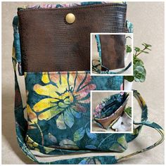 an image of a purse with flowers on the front and back side, along with pictures of other items