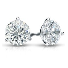 3-Prong Martini set diamond stud earrings make a stylish statement in beauty. These platinum stud earrings sparkle with a total weight of 1.50 ct. of sparkling round natural diamonds and are available with push-back or screw back . Black Diamond Pendant, Black Diamond Studs, Halo Diamond Earrings, Solitaire Diamond Pendant, Diamond Earrings Studs Round, Colored Diamond Rings, White Gold Earrings Studs, White Gold Studs, Earrings Round