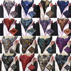 Men's Paisley Floral Geometric Pattern Cravat Ascot Tie Pocket Square Hanky Set Fashion Design；Perfect For any occasion and events. Handmade, 100% brand new and High quality. Material: Silk Blend Cravat Size:117 x 15.5 cm (46.1'' x 6.1'') Hanky Size: 25 x 25 cm (9.8'' x 9.8'') Package Includes: 1 x Cravat + 1 x Hanky PaymentDelivery detailsTerms of salesAbout usContact us Payment Please send payment within 7 days of purchase.  Delivery details   Normally it takes 11-25 business days for delivery Bolo Tie Men, Cravat Tie, Pocket Square Wedding, Ascot Ties, Slim Fit Suit Men, Paisley Flower, Tuxedo For Men, Mens Formal, Mens Neck Ties