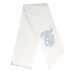 As part of our bridal collection, this snow white sash is perfect for your bouquet, wreaths on the church door or a pew marker. Also available in a longer and wider version. Please allow 3-5 days for personalization. For use indoors and dry, covered outdoor spaces. Details To Note Wreath sash measures 52" x 4.5" Monogram is approximately 3.5" tall Spot clean only For all other custom monogram options, email info@figanddove.com. Elegant Ribbon Sashes As Gifts, Elegant White Sash For Formal Occasions, Elegant White Sashes For Ceremony, Elegant White Ceremony Sashes, Satin Sashes With Ribbon For Gift, White Formal Sashes With Ribbon, Elegant Cream Sashes For Formal Occasions, Elegant White Ribbon Sashes, Elegant White Sash With Ribbon