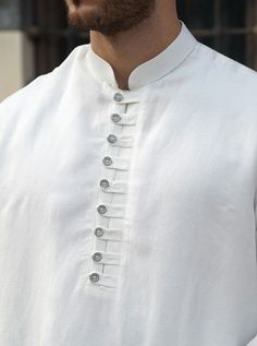 Open mandarin collar Button and button loops chest opening Model is 184cm (6 feet) and wearing size L Item Code: mQ2181 Short Kurta For Men, Hanuman Hd, Boys Kurta Design, Menswear Details, Gents Kurta Design, Boy Dress, Gents Kurta, Chest Opening, Kurta Men