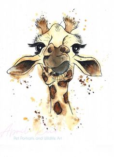 Giraffe watercolour design Watercolour And Ink, Canvas, Art