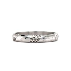 This vintage art deco wedding band is crafted from platinum, ensuring it will last a lifetime. The Mid-Century era style adds a touch of nostalgia, while the intricate engravings add an extra layer of elegance and sophistication. The ring is perfect for those who appreciate the finer details and want to make a statement with their jewelry. This Wedding Band is a one-of-a-kind piece, perfect for those who want a timeless and classic look. Classic Silver Engraved Ring For Ceremonial Occasions, Vintage Thick Band Wedding Jewelry, Vintage Engraved Ring In Antique Silver For Wedding, Timeless Adjustable Band For Anniversary, Victorian Engraved Ring With Polished Finish For Wedding, Vintage Silver Engraved Ring For Ceremonies, Vintage Silver Engraved Ring For Ceremonial Use, Vintage Silver Engraved Ring For Ceremonial Occasions, Timeless Silver Stackable Bands