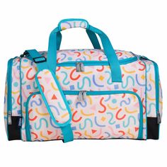 Make packing for sleepovers, sports practice, and trips to grandma's a breeze with the Wildkin Weekender Duffel Bag! Wildkin's Weekender Duffel Bag is sized to fit in an overhead bin when used as a carry-on, so your child will never have to travel without it! Its roomy interior means your child can pack more than just the bare necessities. Use the spacious front pocket and two side pockets to conveniently store and access those items theyll need in a flash. Whether they're packing cleats and sna Fun Multicolor Bags For Outdoor Activities, Functional Multicolor Luggage For Overnight Trips, Multicolor Functional Duffle Bag For Overnight Trips, Playful Multicolor Travel Luggage, Casual Multicolor Travel Bag For Overnight Trips, Sporty White Duffle Bag For School, White Sporty Travel Bag For School, Sporty White Travel Bag For School, Playful Multicolor School Luggage