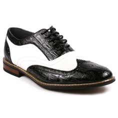 Black White Men's Two Tone Perforated Wing Tip Lace Up Oxford Dress Shoes High Quality Synthetic Upper and Rubber Sole Lightly Padded Man-made Sole Heel Height 1", Platform 0.25" Lace Up Classic Oxford Dress Shoes Great for Any Dress, Formal, or Party Occasions Very Comfortable Brand new in original box , estimated retail value is $80 Domestic Shipping Policy for 48 STATES ( HI, AK & PR are excluded  ) : Shipping is $11.99 per pair. Please read our return policy for returns an Black Synthetic Dress Shoes For Spring, Fitted Synthetic Lace-up Oxfords, Fitted Synthetic Oxfords For Spring, Black Wingtip Oxfords For Spring, Synthetic Lace-up Dress Shoes, Fitted Lace-up Synthetic Dress Shoes, Fitted Synthetic Oxfords With Round Toe, Fitted Synthetic Round Toe Oxfords, Mens Wingtip Shoes