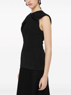 Jil Sander pleat-detailing Sleeveless Top - Farfetch Top With Collar, Yoko London, City Dress, Summer Beach Wear, Crew Neck Top, Ballet Flat Shoes, Jil Sander, Jacket Tops, Denim Dress