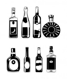 different types of alcohol bottles in black and white stock photo, images and royalty illustrations