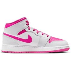 Air Jordan 1 Mid Big Kids' Shoes Color: Iris Whisper/White/Fire Pink Size: 7Y Size: 7.  Gender: unisex. Nike Jordan 13, Jordans Aesthetic, Nike Jordan 1 Mid, Baby Jordans, Jordan 13 Retro, Whisper White, Jordan 11 Retro, Kids Jordans, Baby Boy Shoes