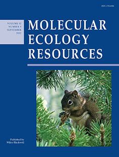 a book cover with an image of a squirrel in a pine tree and the title, mollecular ecology resources