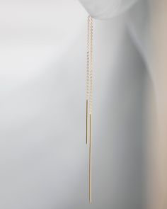 "Extra long 14k solid gold Threader earring. Simple, minimalist Earring Total length: 7\" Available in 14K Yellow Gold or 14K White Gold 1 Piece or 1 Pair"