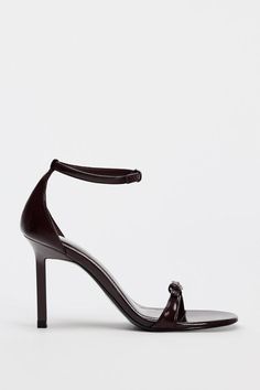 BUCKLED STRAP SANDALS - Maroon | ZARA United States Elegant Sandals With Tang Buckle For Parties, Elegant Party Sandals With Tang Buckle, Elegant High Heel Sandals With Tang Buckle, Party Sandals With Tang Buckle And Open Heel, Party Heels With Single Toe Strap And Tang Buckle, Party Heels With Tang Buckle And Single Toe Strap, Zara Sandals With Heel And Ankle Strap, Zara Formal Open Toe Sandals, Zara Ankle Strap Heels