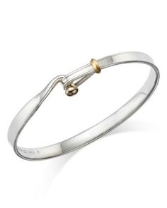 Georg Jensen Sterling Silver & 18K Yellow Gold Torun Bangle Bracelet White Gold Bracelet With Polished Finish, Adjustable Polished White Gold Bracelet, Adjustable White Gold Polished Bracelet, White Gold Bangle For Formal Occasions, Hallmarked Sterling Silver Bangle For Formal Occasions, Sterling Silver Bracelet In Yellow Gold Finish, Yellow Gold Polished Sterling Silver Bangle Bracelet, Yellow Gold Sterling Silver Bangle With Polished Finish, Formal White Gold Bracelet With Polished Finish