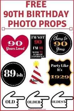 birthday party photo props with free printables for the photoshopped into each item