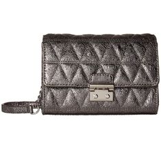 Michael Kors Ruby Metallic Quilted Clutch Cross Body Bag Pewter/Silver  Adjustable chain link and leather crossbody strap Pushlock flap closure; lined Exterior slip pocket, four interior card slots 7"W x 2.5"D x 5"H; 20.5" to 24" strap drop Leather; lining: polyester Quilted Clutch, Leather Bag Pattern, Mother Of The Groom, Quilted Leather, Cross Body Bag, Beautiful Bags, Crossbody Strap, Bag Pattern, Body Bag