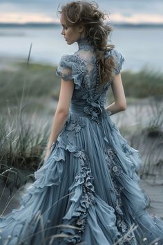 Insane Dresses, Hipster Wedding, Yule Ball, Formal Fashion, Amazing Dresses, Dress Colour, Slytherin Aesthetic, Blue Wedding Dresses