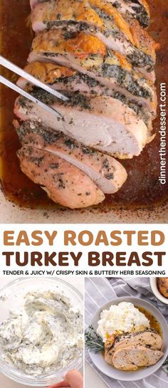 easy roasted turkey breast recipe with herbs and gravy