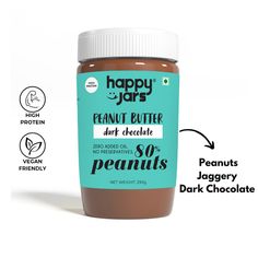 happy jars peanut butter dark chocolate, organic and gluen - free with added sugar