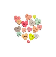 heart shaped magnets that say no one is home and have words written on them