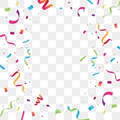 colorful streamers and confetti on a white background, transparent png clipart