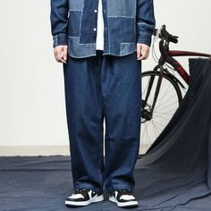 Wiaofellas - Japan fashion Retro Washed Baggy jeans Harem Pants Men's Straight Pants Hip Hop Hip-hop Denim Cargo Pants Wide Leg Pants Fashion Casual Baggy Flare Jeans For Spring, Hip Hop Denim Cargo Pants In Denim Blue, Casual Spring Flare Jeans, Casual Denim Blue Jeans With Pockets, Casual Cargo Jeans Trousers For Fall, Casual Dark Wash Flare Jeans For Streetwear, Baggy Tapered Leg Jeans For Streetwear, Baggy Rigid Denim Jeans For Streetwear, Indigo Baggy Wide Leg Bottoms