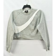 Nike Womens Nsw Swoosh Crew Fleece Sweatshirt, Gray, Size L, $65, Nwt 1 Day Handling Time From Houston,Tx Satisfaction Guaranteed Or Your Money Back! New Items Are Added Every Week. Brand: Nike Style: Pullover Sweatshirt Size: L Material: Cotton, Polyester Condition: New With Tags Sku: R3 - 11 Arm Pit To Arm Pit: 24.5" (Laid Flat. Unstretched) Length: 18.5" Sleeves: 25" A Sporty Vibe With An Oversize Swoosh At The Front, This Nike Sportswear Sweatshirt Keeps It Classic With Soft, Brushed-Back Fl Black Crop Hoodie, Vintage Nike Sweatshirt, Nike Crewneck, Nike Style, Friday Afternoon, Nike Pullover, Nike Sweatshirts, Tech Fleece, Cropped Sweatshirt