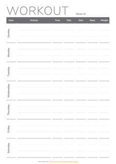 the printable workout log is shown in black and white