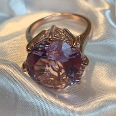 Genuine Rose De France Amethyst Solitaire “Cocktail” Ring. This Gorgeous Gemstone Boasts 14.85 Carats!! Set In Vermeil Rose Gold Over .925 Sterling Silver In A Beautiful Setting. Size 8-8 1/2. Comes New In Box For Safekeeping And Gift Giving. Nwt Elegant Amethyst Crystal Ring With Center Stone, Elegant Amethyst Crystal Ring With Accent Stones, Elegant Amethyst Crystal Ring With Gemstone Accents, Elegant Amethyst Crystal Ring With Prong Setting, Elegant Purple Crystal Ring With Accent Stones, Elegant Purple Crystal Ring With Prong Setting, Elegant Amethyst Crystal Ring Round Cut, Luxury Pink Amethyst Ring For Formal Occasions, Elegant Amethyst Rings For Parties