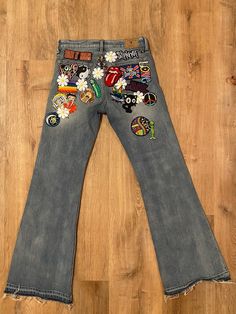 Vintage Flare Jeans Patched Jeans Upcycled Patched Jeans 70's Inspired Jeans 60's Inspired Jeans Bellbottom Jeans All Sizes Available - Etsy Jeans With Patches, Vintage Flare Jeans, Diy Crafts For Girls, Biker Shirts, Recycle Jeans, Vintage Flare, Biker Chick, Patched Jeans, Streetwear Fashion Women