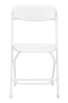 a white plastic folding chair on a white background