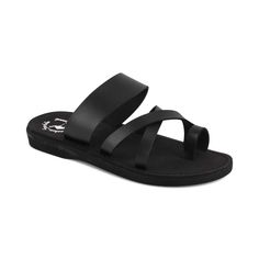 The Good Shepherd - Vegan Leather Sandal | Black Leather Everyday Flip Flops With Round Toe, Leather Toe Post Sandals For Everyday, Comfortable Leather Toe Post Slippers, Adjustable Leather Slip-on Slippers, Black Leather Toe Loop Footbed Sandals, Leather Open Toe Flip Flops For Everyday, Comfortable Leather Flip Flops, Adjustable Leather Toe Ring Sandals With Rubber Sole, Adjustable Leather Toe Post Footbed Sandals