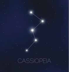 the zodiac sign cassiopea on a night sky with stars in the background