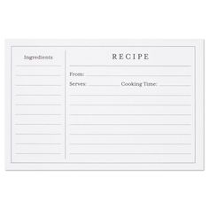 a recipe card with the words recipe written on it