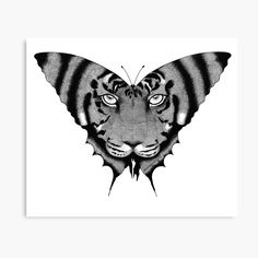 a black and white drawing of a tiger's face