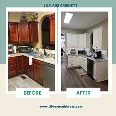 before and after pictures of a kitchen remodel