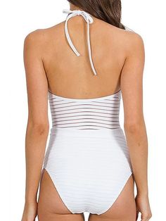 SkuCY-!115725MaterialChinlon , Spandex UnderwiredNo StylePadded FeatureBackless , Solid Color NecklineDeep V-Neck , Halterneck OccasionVacation , Beach , Swimming Pool SeasonsSpring , Summer , Autumn TypeOne-piece Swimsuit ColorBLUE,WHITE,BLACKSizeS,M,L,XL Please consult the size chart we provide for this item's measurements to help you decide which size to buy.Please note: There may be 1-3cm differ due to manual measurement.CMINCHCupBustWaistHipsS32C 32D 34A 34B86-9066-7092-96M34C 34D 36A 36B91-9571-7597-101L36C 36D 38A 38B96-10076-80 102-106XL38D 40B 40C 40D101-105 81-85107-1112XL42B 42C 42D 44B108-11287-91113-117 White Seamless Halter Neck Swimwear, White Nylon One-piece Bodysuit, White Stretch One-piece Bodysuit, White Nylon Bodysuit With Lined Body, High Stretch White Swimwear For Swimming, High Stretch Seamless White Swimwear, Stretch White One-piece Swimsuit For Pool, White Seamless One-piece Bodysuit, White Stretch One Piece For Pool