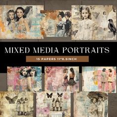 mixed media portraits are featured in this collage