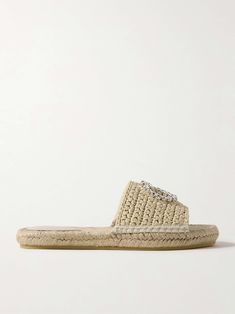 GUCCI Cora crystal-embellished raffia espadrille sandals Ballet Pumps, Espadrille Sandals, Espadrille Shoes, Pump Sandals, Beauty Accessories, Clothes Collection, Net A Porter, Fashion Bracelets, Fashion Watches